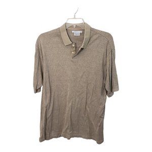 CT459 Geoffrey Beene Tan & Black men's Polo Shirt L